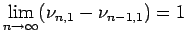 $\displaystyle \lim_{n\to\infty}(\nu_{n,1}-\nu_{n-1,1})=1
$