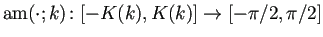 $ \am(\cdot;k)\colon[-K(k),K(k)]\to[-\pi/2,\pi/2]$