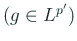 $\displaystyle J\colon L^{p'}\ni g\mapsto J_g\in (L^p)'
$