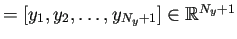 $ =[y_1,y_2,\dots,y_{N_y+1}]\in\mathbb{R}^{N_y+1}$