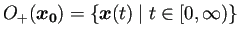 $\displaystyle O_{+}(\bm{x_0})=\left\{\bm{x}(t)\relmiddle\vert t\in[0,\infty)\right\}
$