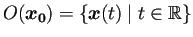 $\displaystyle O(\bm{x_0})=\left\{\bm{x}(t)\relmiddle\vert t\in\mathbb{R}\right\}
$