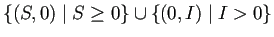 $ \left\{(S,0)\relmiddle\vert S\ge 0\right\}\cup
\left\{(0,I)\relmiddle\vert I>0\right\}$