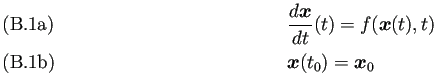 \begin{subequations}% 2022-02-9 20:18の式群
\begin{align}&\frac{\D\bm{x}}{\D t}(t)=f(\bm{x}(t),t)\\ &\bm{x}(t_0)=\bm{x}_0 \end{align}\end{subequations}