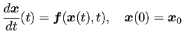 $\displaystyle \frac{\D\bm{x}}{\D t}(t)=\bm{f}(\bm{x}(t),t),\quad \bm{x}(0)=\bm{x}_0$