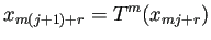 $\displaystyle x_{m(j+1)+r}=T^m(x_{mj+r})
$