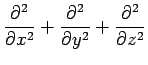 $\displaystyle \frac{\rd^2}{\rd x^2}+\frac{\rd^2}{\rd y^2}+\frac{\rd^2}{\rd z^2}$