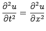 $\displaystyle \frac{\rd^2 u}{\rd t^2}=\frac{\rd^2 u}{\rd x^2}
$