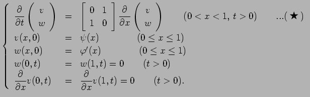 $\displaystyle \left\{\begin{array}{lll} \dsp\frac{\rd }{\rd t}\left(\begin{arra...
...{\rd x}v(0,t)&=&\dsp\frac{\rd }{\rd x}v(1,t)=0\qquad (t>0). \end{array}\right .$