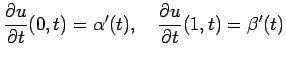 $\displaystyle \frac{\rd u}{\rd t}(0,t)=\alpha'(t),\quad
\frac{\rd u}{\rd t}(1,t)=\beta'(t)$