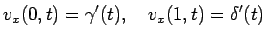 $\displaystyle v_x(0,t)=\gamma'(t), \quad v_x(1,t)=\delta'(t)$