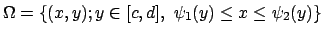 $\displaystyle \Omega=\{(x,y); y\in[c,d],\ \psi_1(y)\le x\le \psi_2(y)\}$