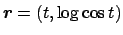 $ \Vector{r}=\left(t,\log\cos t\right)$