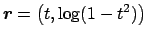 $ \Vector{r}=\left(t,\log(1-t^2)\right)$