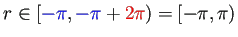 $ r\in[\textcolor{blue}{-\pi},\textcolor{blue}{-\pi}+\textcolor{red}{2\pi})
=[-\pi,\pi)$