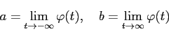 \begin{displaymath}
a=\lim_{t\to-\infty}\varphi(t),\quad
b=\lim_{t\to\infty}\varphi(t)
\end{displaymath}