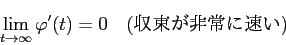 \begin{displaymath}
\lim_{t\to\infty}\varphi'(t)=0\quad\mbox{(収束が非常に速い)}
\end{displaymath}