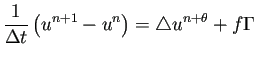 $\displaystyle \frac{1}{\Delta t}\left(u^{n+1}-u^n\right)=\Laplacian u^{n+\theta}+f 　$