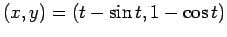 $ (x,y)=(t-\sin t,1-\cos t)$