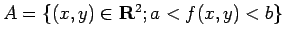 $ A=\{(x,y)\in\R^2; a<f(x,y)<b\}$