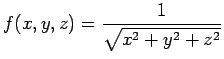 $ f(r,\theta,\phi)=\threevector{r\sin\theta\cos\phi}{r\sin\theta\sin\phi}
{r\cos\theta}$