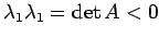 $ \lambda_1\lambda_1=\det A<0$