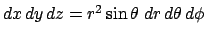 $ \DxDyDz=r^2\sin\theta\;\D r\,\D\theta\,\D\phi$