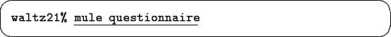 \begin{screen}{\tt waltz21\% }\underline{\tt mule questionnaire}
\end{screen}