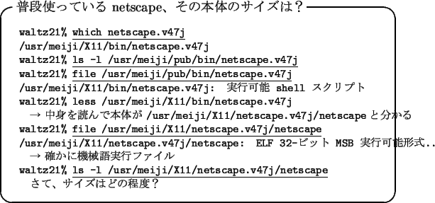 \begin{itembox}[l]{$BIaCJ;H$C$F$$$k(B netscape$B!