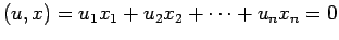 $(u,x)=u_1x_1+u_2 x_2+\cdots+u_n x_n=0$